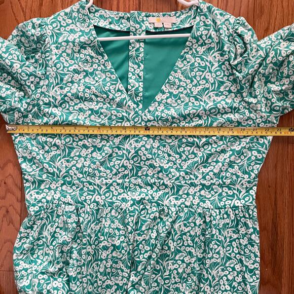 Boden Womens Back Cutout Cottagecore Dress 20L Green White Floral Melon Sleeves - Picture 8 of 10